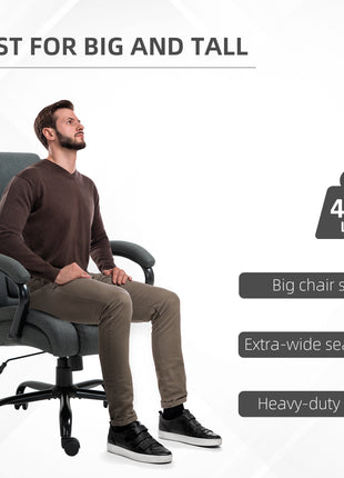 Executive Office Chair with Wide Seat, Computer Desk Chair with Adjustable Height, Swivel Wheels, Gray