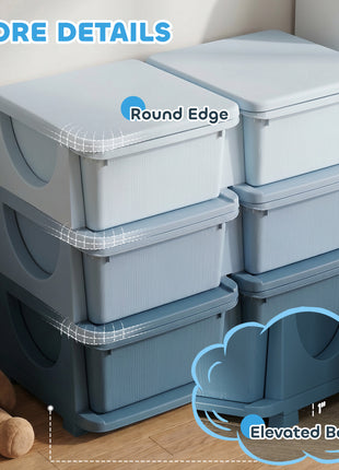 3 Tier Kids Storage Unit, Toy Organizers and Storage with 6 Drawer Chest for Kids Bedroom Nursery Kindergarten Living Room for Boys Girls Toddlers, Blue