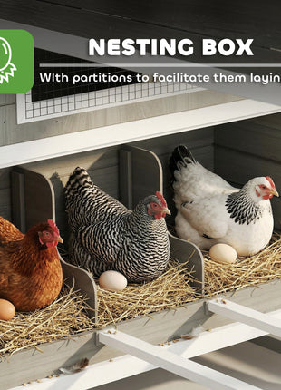 137" Wooden Chicken Coop for 4-6 Chickens, Backyard, Dark Gray