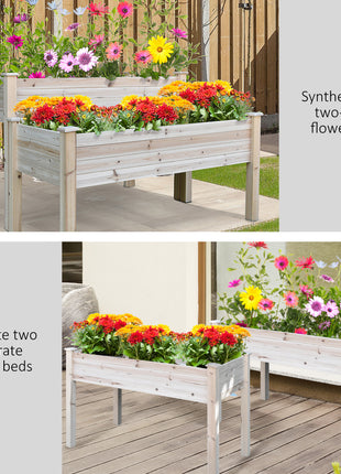 Two-Tier Wooden Elevated Garden Bed with Legs, Large Capacity 45x45 Outdoor Planter for Vegetables, Flowers, and Herbs, Ideal for Gardeners, Natural