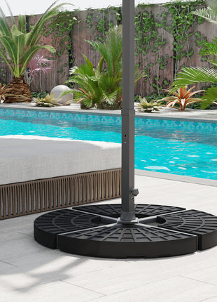 Large 4 Piece Round Fillable Weighted Offset Market Patio Umbrella Base