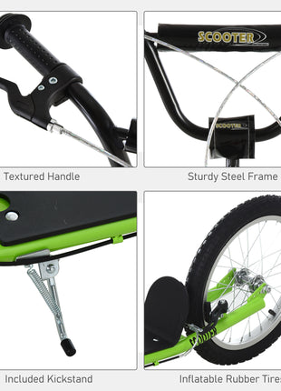 Youth Scooter Kick Scooter for Kids 5+ with Adjustable Handlebar Front and Rear Dual Brakes, Light Green