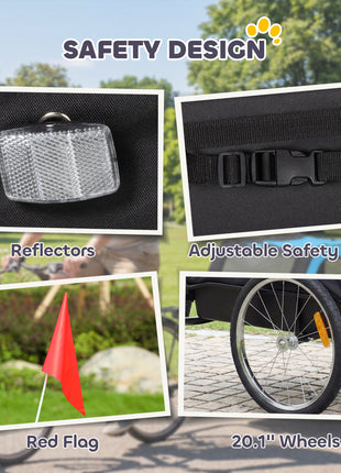 Dog Bike Trailer, Pet Cart Bicycle Carrier with 20" Air Tires, Quick-Release Wheels, Reflectors, Flag