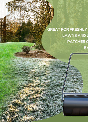 38L Heavy Duty Push/Tow Behind Lawn Roller, U-handle Garden Roller Filled with Water or Sand