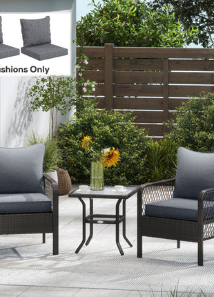 Patio Chair Cushions Set of 2 with Seat & Backrest, Fade Resistant Seat Replacement Cushion Set, Gray