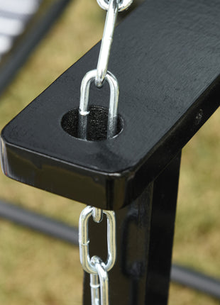 2-Seater Hanging Porch Swing Outdoor Patio Swing Chair Seat with Slatted Build and Chains, 440lbs Weight Capacity, Black