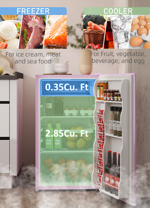 3.2 Cu.Ft Mini Fridge with Freezer, Single Door Compact Refrigerator with Adjustable Thermostat, Reversible Door, Pink