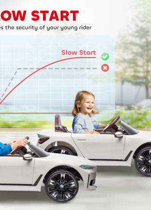 12V Electric Car for Kids with 2.4G Remote Control, Suspension, White