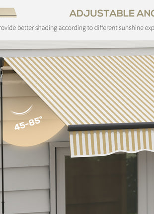 12' x 10' Retractable Awning, 280gsm UV Resistant Sunshade Shelter for Deck, Balcony, Yard, Beige and White