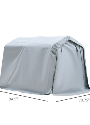 6' x 8' Carport Portable Garage, Heavy Duty Storage Tent, Patio Storage Shelter w/ Anti-UV PE Cover and Double Zipper Doors, for Motorcycle Bike Garden Tools, Light Gray