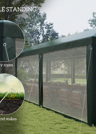 10' x 28' Party Tent, Outdoor Wedding Canopy & Gazebo with Removable Sidewalls, Shade Shelter for Events, BBQs, Green