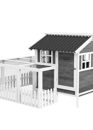 Wooden Chicken Coop with Run for 1-2 Chickens, 68" x 59" x 42"