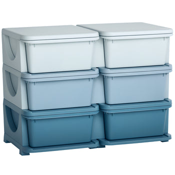 3 Tier Kids Storage Unit, Toy Organizers and Storage with 6 Drawer Chest for Kids Bedroom Nursery Kindergarten Living Room for Boys Girls Toddlers, Blue