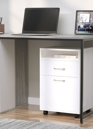 Mobile Storage Cabinet Organizer with Drawer and Cabinet, Printer Stand with Castors, White