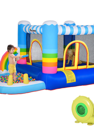 Inflatable Bounce House for Kids 2-in-1 Jumping Castle for Indoor Outdoor Party with Trampoline, Pool, Carry Bag & Air Blower