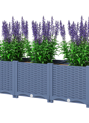 Plastic Raised Garden Bed, 4 x 1 x 1 ft Outdoor Flower Box with Drainage Holes for Vegetables, Herbs, Blue