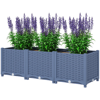 Plastic Raised Garden Bed, 4 x 1 x 1 ft Outdoor Flower Box with Drainage Holes for Vegetables, Herbs, Blue
