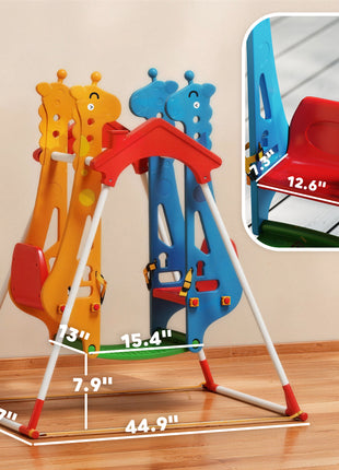 Kids Indoor Swing with Double Seats, Toddler Swing Set with Safety Belts for Aged 3-5, Play Room, Living Room