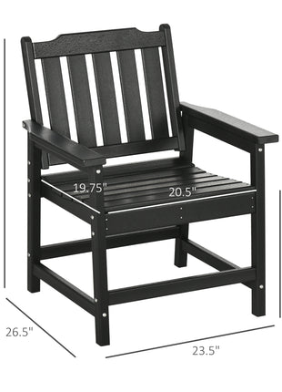 2 Piece All-Weather Patio Chairs, HDPE Patio Dining Chair Set, Heavy Duty Wood-Like Outdoor Furniture, Black