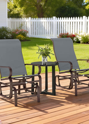 Gliding Lounger Chair Set of 2, Single Rockers with Lightweight Metal & Mesh Construction, Gray