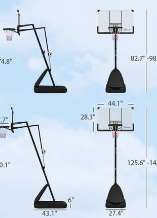 4.9-10' Basketball Stand, Freestanding Basketball System with 44" Shatterproof Backboard, Rebound System and Wheels