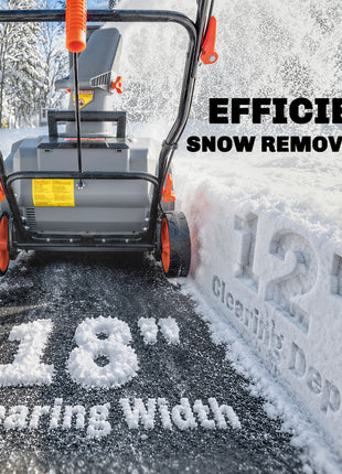 40V 18" Cordless Snow Blower with PU Auger, 1400W Brushless Motor, 12" Depth, Two 4.0Ah Batteries & Fast Charger