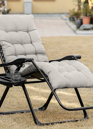 Padded Zero Gravity Chair, Folding Recliner Chair with Cup Holder Cushion, Gray