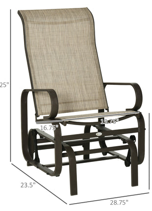 Gliding Lounger Chair, Single Rocker with Lightweight Metal & Mesh Construction, Tan