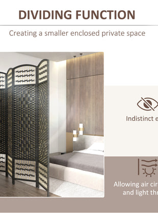 4 Panel Room Divider, Folding Screen, 5.6', Black
