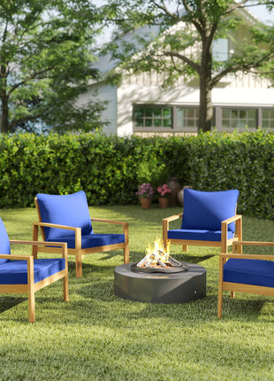 Patio Chair Cushions Set of 4 with Seat & Backrest, Fade Resistant Seat Replacement Cushion Set, Navy Blue