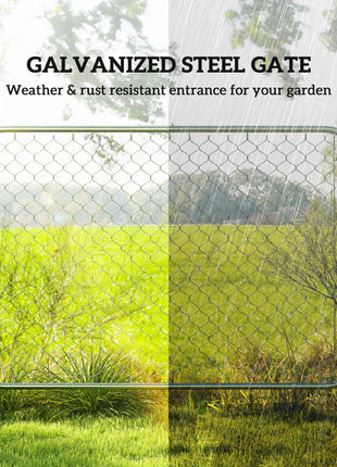 Garden Gate Chain Link Fence Gate, Galvanized Steel Garden Door for Yard Entrance Way, 47.2 x 70.9 in., Silver
