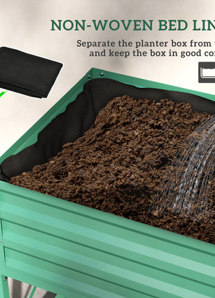 Galvanized Raised Garden Bed, Metal Planter Box with Legs, Storage Shelf and Bed Liner, Green