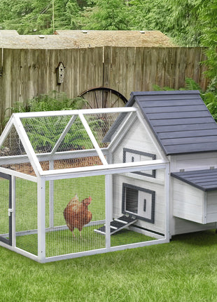 65" Chicken Coop Wooden Chicken House Rabbit Hutch Poultry Cage Hen Pen Backyard with Nesting Box, Ramp, Run