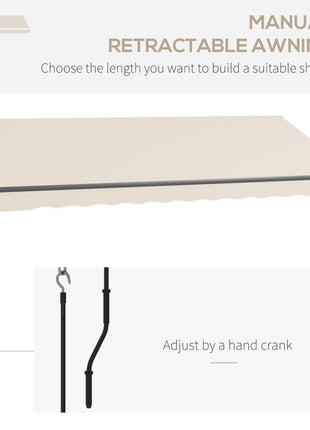 13' x 10' Retractable Awning, 280gsm UV Resistant Sunshade Shelter for Deck, Balcony, Yard, Beige