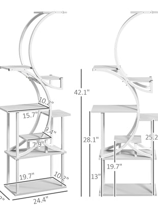 Plant Stand Indoor, 8 Tier 62" S-Shaped Plant Shelf, Corner Plant Rack for Multiple Plants, White