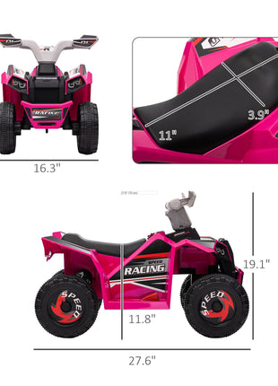 6V Electric Toy Car with Forward Backward, Wear-Resistant Wheels for Ages 18-36 Months, Pink