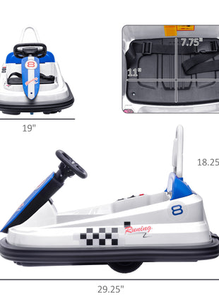 Bumper Car for Kids, 360° Rotation 6V Electric Ride On Bumper, White
