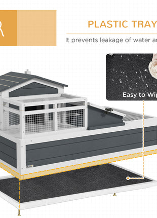 3-Room Tortoise Habitat House w/ Balcony & 2 Stories, 44" x 25.5" x 23", Gray