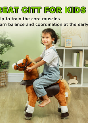 Ride on Horse, Walking Horse Toy, Kids Riding Pony w/ Wheels & Neighing Sounds for 3-5 Years, up to 132 Pounds