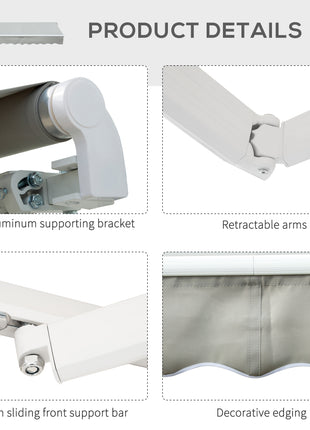 8' x 7' Retractable Sunshade Awning for the Patio with Easy Crank Design & Hardware Included, Gray