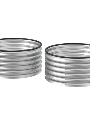 Set of 2 Raised Garden Bed, Metal Planter Box with Safety Edging, Easy-to-assemble Stock Tank 3'x3'x1.4' Silver