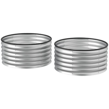 Set of 2 Raised Garden Bed, Metal Planter Box with Safety Edging, Easy-to-assemble Stock Tank 3'x3'x1.4' Silver
