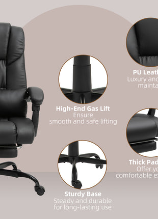 Massage Office Chair with 6 Vibrating Points, High Back Reclining Office Chair with Footrest and Remote, Black