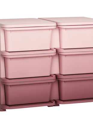 3 Tier Kids Storage Unit, Toy Organizers and Storage with 6 Drawer Chest for Kids Bedroom Nursery Kindergarten Living Room for Boys Girls Toddlers, Pink