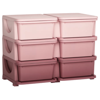 3 Tier Kids Storage Unit, Toy Organizers and Storage with 6 Drawer Chest for Kids Bedroom Nursery Kindergarten Living Room for Boys Girls Toddlers, Pink