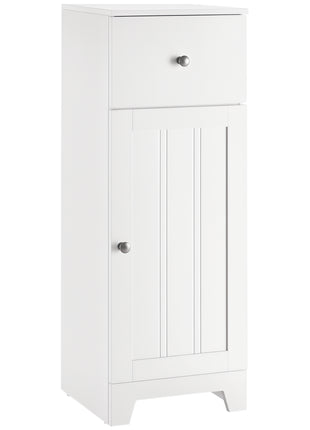 Short Bathroom Storage Cabinet, Cabinet Organizer with 1 Drawer and Adjustable Shelf for Living Room, White