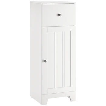 Short Bathroom Storage Cabinet, Cabinet Organizer with 1 Drawer and Adjustable Shelf for Living Room, White