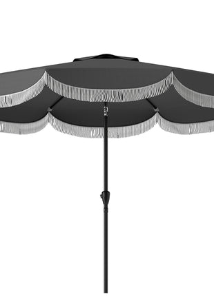 9FT Patio Umbrella, UPF 30+ Outdoor Market Umbrella with Crank, 8 Ribs, Push Button Tilt, Vented for Patio Deck Backyard Lawn, Charcoal Gray