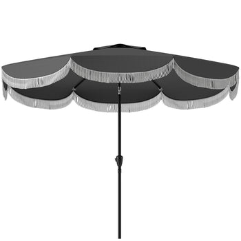 9FT Patio Umbrella, UPF 30+ Outdoor Market Umbrella with Crank, 8 Ribs, Push Button Tilt, Vented for Patio Deck Backyard Lawn, Charcoal Gray