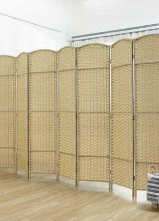 Folding Room Divider Screen 8 Panel 5.6 ' Tall Privacy Screen Freestanding Room Partition for Home Office, Beige